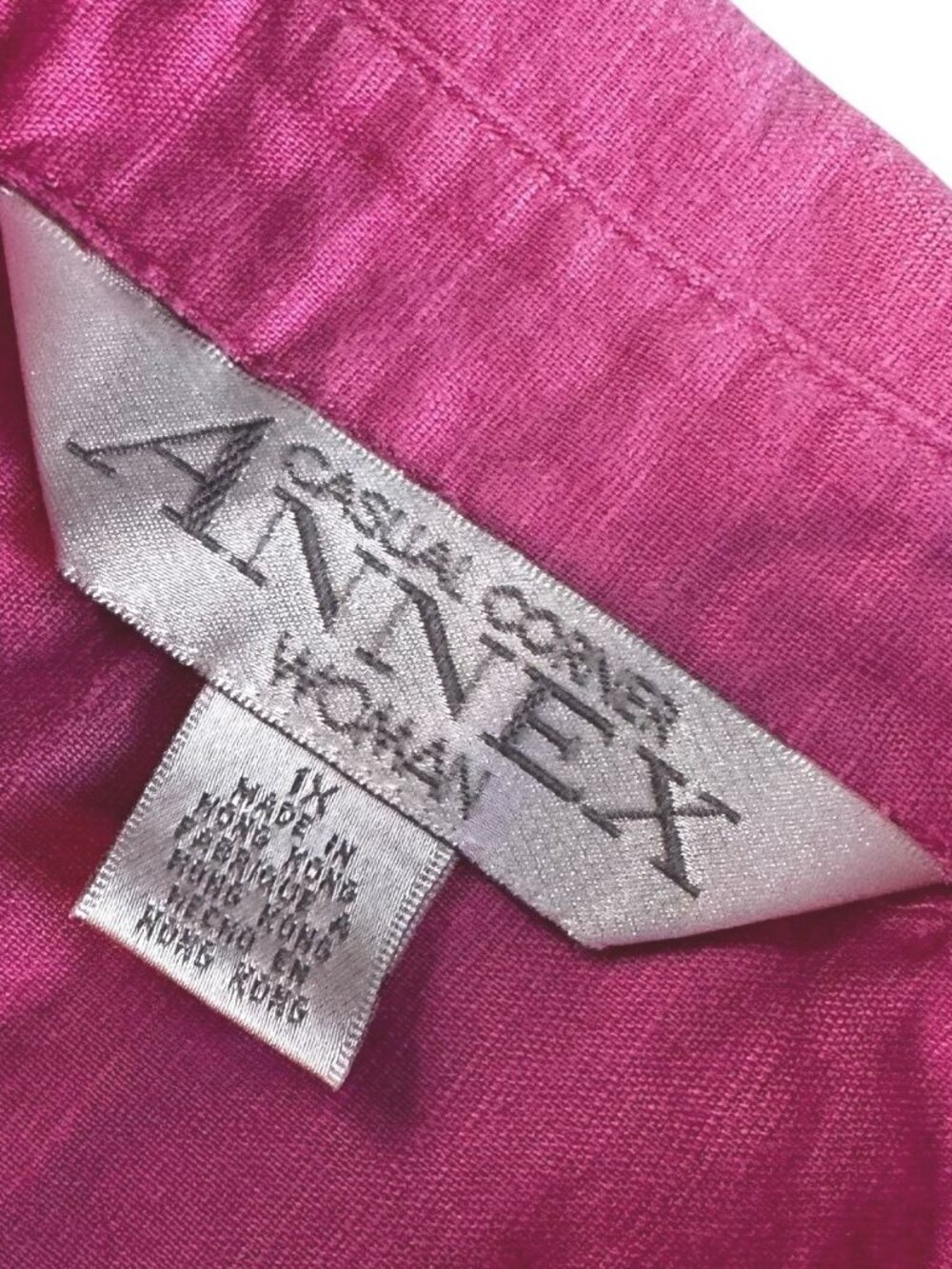 Pink Linen Cotton Blend Oversized Button Front Shirt Blouse Plus Size 1X - Picture 6 of 9
